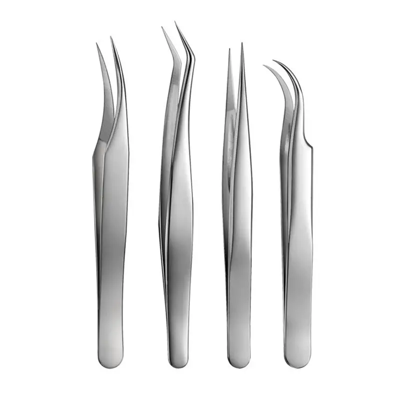 

4PCS Eyelash Applicator Dedicated Grafting Stainless Steel Applicator Clips Eyelash Tweezers for Salon Home