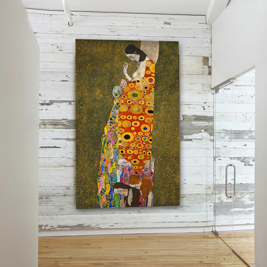 Классический Gustav Klimt классический поцелуй Холст Картина DIY твердая деревянная рамка растягивается плакат печать стены искусства картины декор для входа