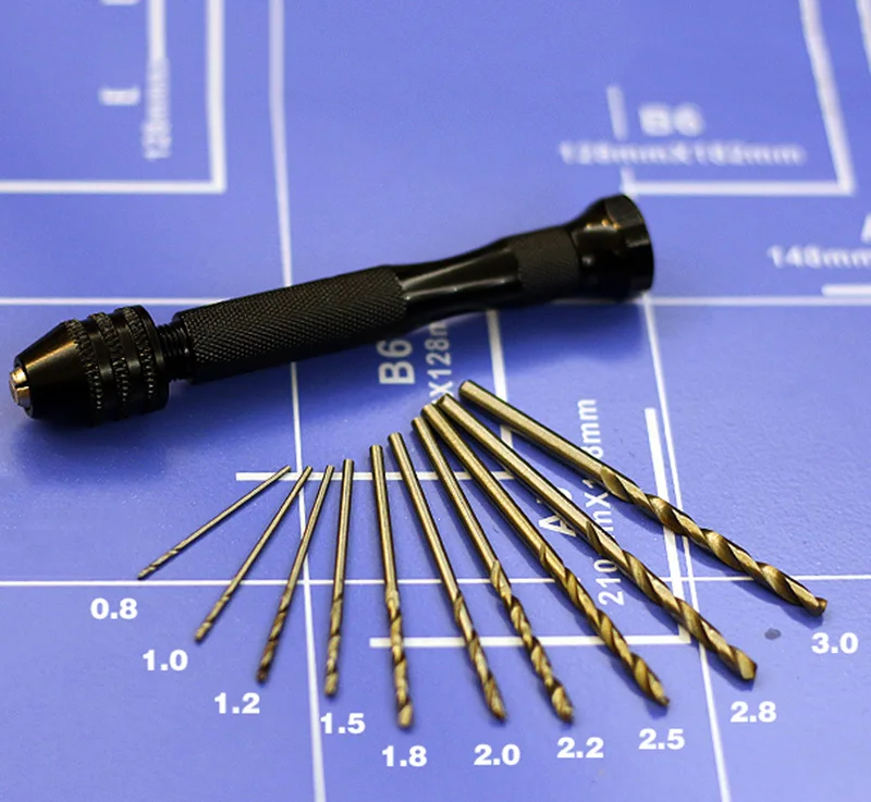 

Military Model Modification Drilling Tool Black Stainless Steel Precision Hand Drill Delivery 10 Bits Holding Range 0.3-3.4mm