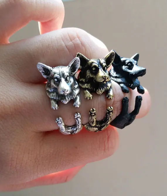 

Min 1PC Handmade Pembroke Welsh Corgi Ring Gift For Men