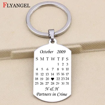 

Custom Calendar Keychain Signature Calendar Keyring Date Highlighted with Heart Unique Gift for Couples Family Members Friends