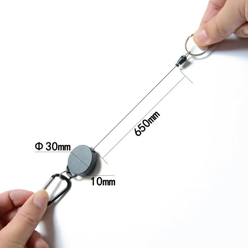 

Outdoor carabiner key ring Anti-lost security wire rope buckle Telescopic keychain outdoor tools