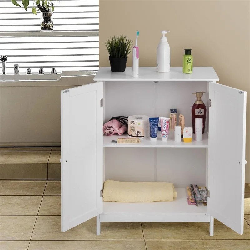 COSTWAY الحمام الطابق تخزين مزدوجة باب خزانة دولاب 2-الاطارات للماء خزائن HW59320 COSTWAY الحمام الطابق تخزين مزدوجة باب خزانة دولاب 2-الاطارات للماء خزائن HW59320