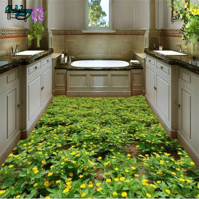 Beibehang pastorale colore verde giardino bagno di famiglia 3d ... Piastrelle bagno verde