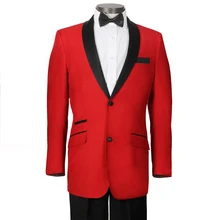 Индивидуальный смокинг жениха, на заказ 2 кнопки Черный шаль лацкан красный пиджак и черные брюки, на заказ Красные Свадебные костюмы для мужчин