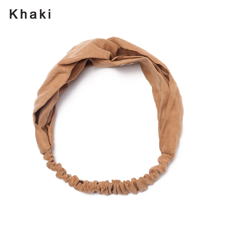 Khaki 1 шт., модная повязка на голову в клетку с узлом, эластичная повязка на волосы "тюрбан", повязка на голову для женщин и девушек, полосатая повязка на голову, головные уборы, аксессуары для волос - Цвет: Khaki