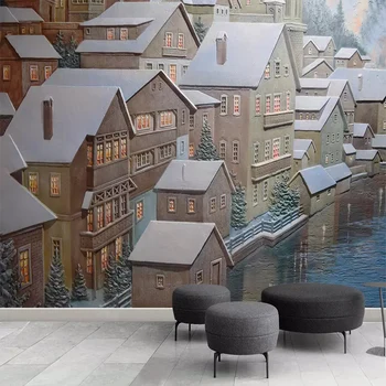 

Custom Wall Cloth Embossed Cottage European Architecture Photo 3D Mural Wallpaper Living Room Sofa Wall Home Decor Wall Covering