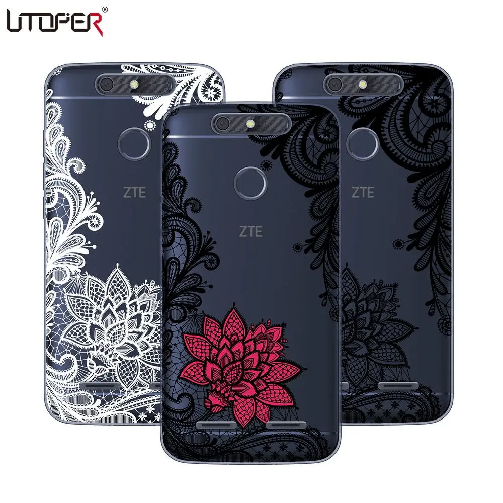 UTOPER Lace Flower Phone Cases For ZTE Blade V9 Case Transparent Cover