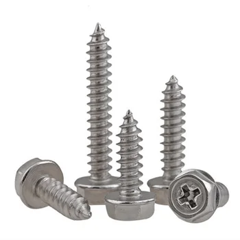 

5Pcs M6 Stainless steel screws Phillip Flange Head Allen hex self-tapping screw tip tail nail cross wood Bolts 16mm-40mm L
