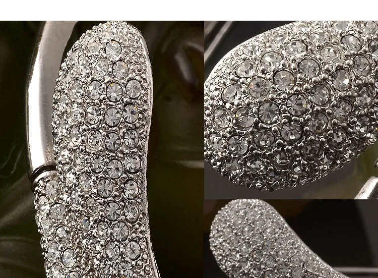 Кристалл Rhinestone металла Teardrop браслет манжеты двойной поцелуи браслет Для женщин костюм Модные украшения