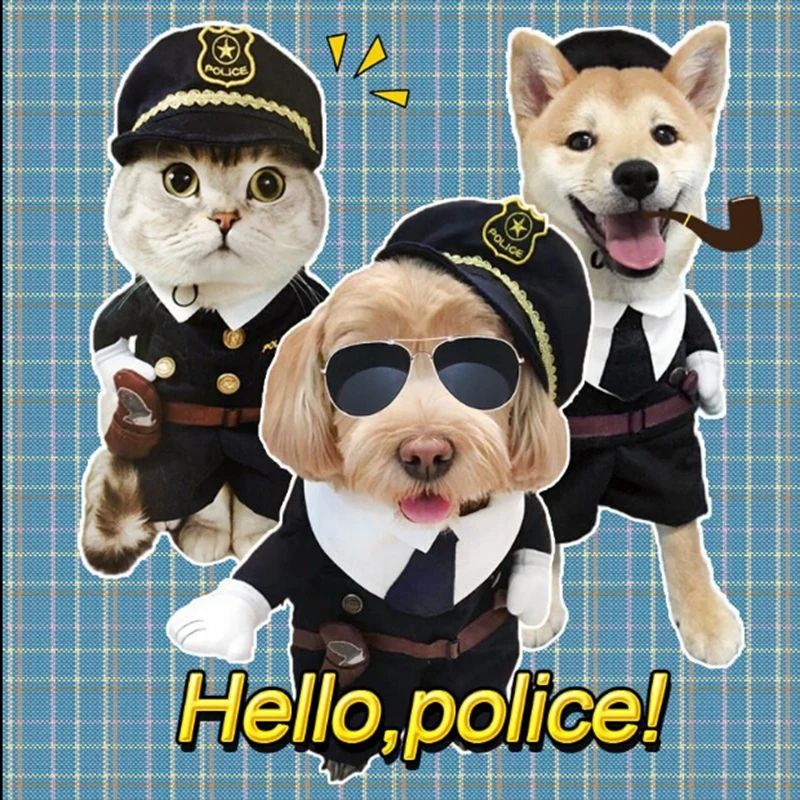 [MPK Костюм Кошки] Новый полицейский Pet костюм кошки полиции форма для кошек и