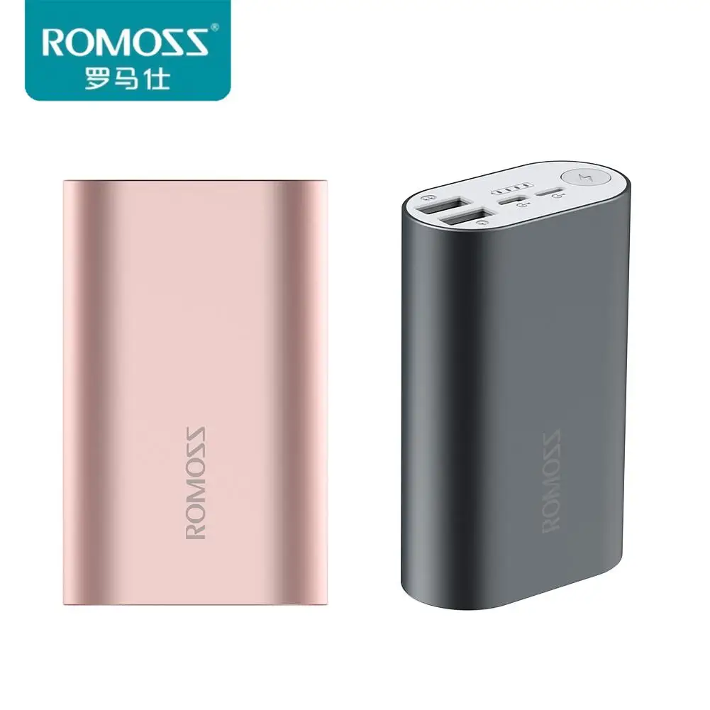 10000mAh ROMOSS Mobile Power Bank Portable Charger ACE10 External Battery Pack Aluminum Mobile Powerbank For iPhone X Huawei