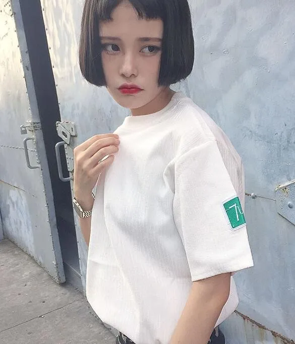 New 2016 Summer Fashion Cute Embroidery Loose Long Harajuku T