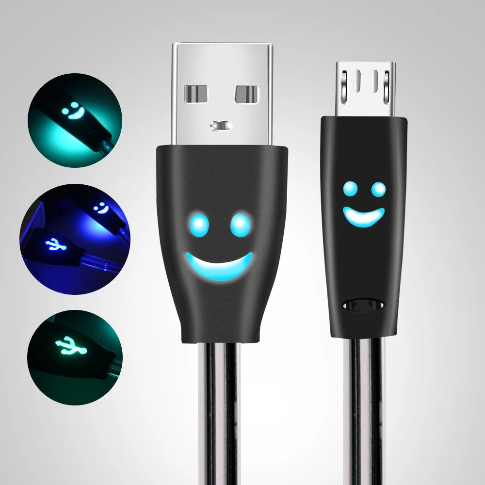 1 м USB кабель светодиодный светильник Micro USB кабель для samsung S8 S9 универсальные кабели для быстрой зарядки и синхронизации данных для iphone 7 8 X XS Max