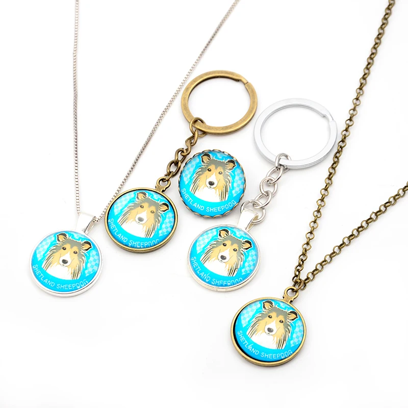 

Fashion shetland sheepdog Keyring Dog Keychians Car Key Chain Gold Fill Charm Pet Lover Gift For Friends Jewelry Women Bag Charm