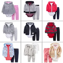 Весна-Осень, модный комплект одежды из 3 предметов для маленьких мальчиков и девочек, пальто-комбинезон, жилет и штаны, детская одежда, комплект с кардиганом