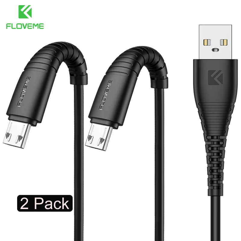 FLOVEME Micro USB кабель 5 В/2,4 A Быстрая зарядка для samsung Xiaomi Быстрая зарядка кабель для мобильного телефона USB Дата Шнуры Провода кабели - Цвет: 2 Pack Black