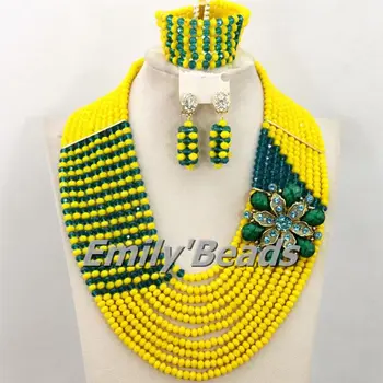 

Charming 10 Rows Nigerian African Crystal Beads Jewelry Set African Wedding Beads Jewelry Set Wholesale Free Shipping AEJ934
