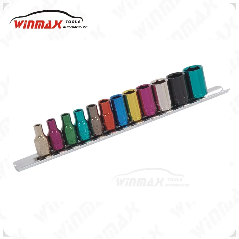 

WINMAX 1/4" Drive Multi Coulered Sockets Set 12pc "4 - 13mm" Easy Find Colour WT05261