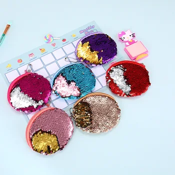 

Ladies Sequins Classic Retro Small Change Coin Purse Little Key Car Pouch Money Bag Girl's Mini Short Coin Holder Wallet Gift