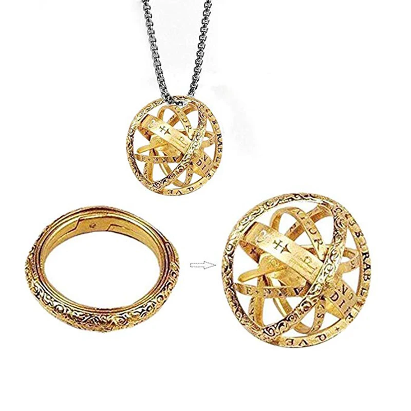 Qevila New Astronmical Ball Rings for Women Lover Men Germany Vintage Cosmic Finger Ring Necklace Dual-Use Fashion Jewelry Gifts (11)