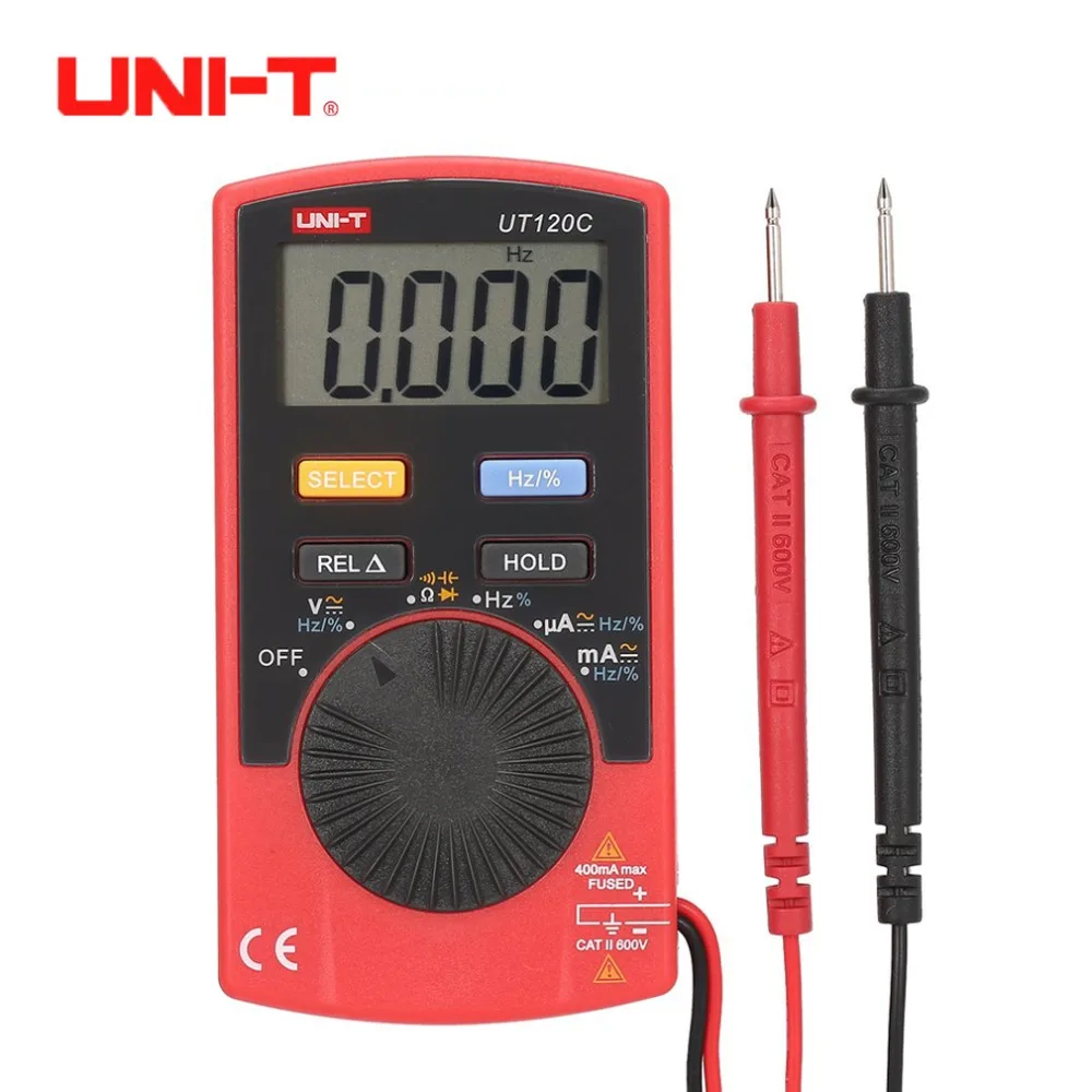 

UNI-T UT120A UT120B UT120C Digital Multimeter 4000 Count Display Auto Range DC AC Voltage Current Meter Tester Pocket Multimeter