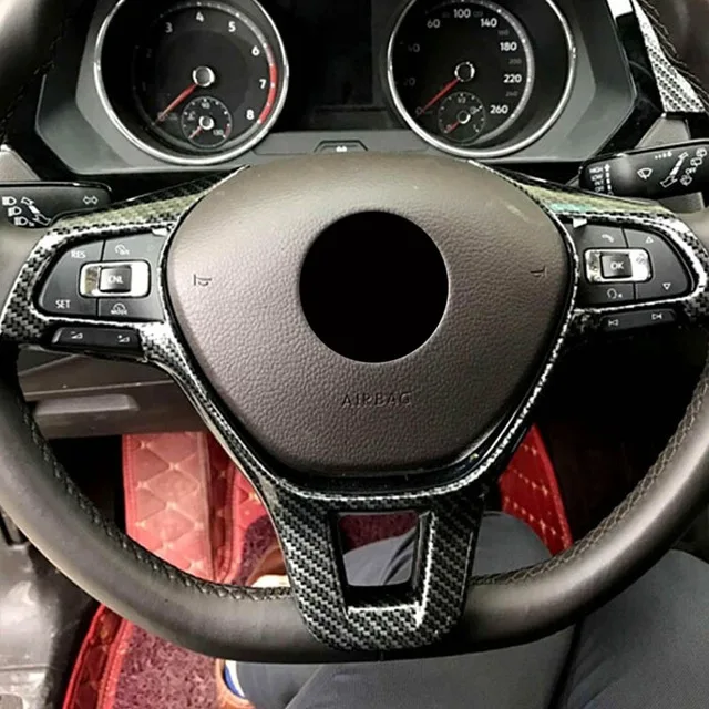 

ABS Carbon Fibre For JETTA MK6 2015 2016 2017 2018 Car Steering wheel frame Cover trim Car Styling Accessories 1pcs