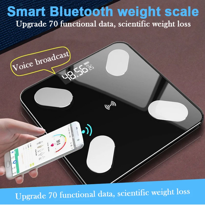 Умные Электронные весы The Best с Bluetooth и цифровым дисплеем зарядка через USB для