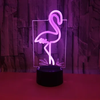 

Flamingo 3D Holograma Night Light Colorful Touch Remote Control Gift USB Home Atmosphere Luz De LED Small Desk Lamp Deco Maison