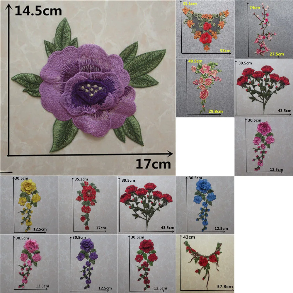 

High quality Embroidery Fabric Rose Lace Collar DIY Sewing Decals Lace Neckline Cheongsam Clothing Decoration Craft Accessories