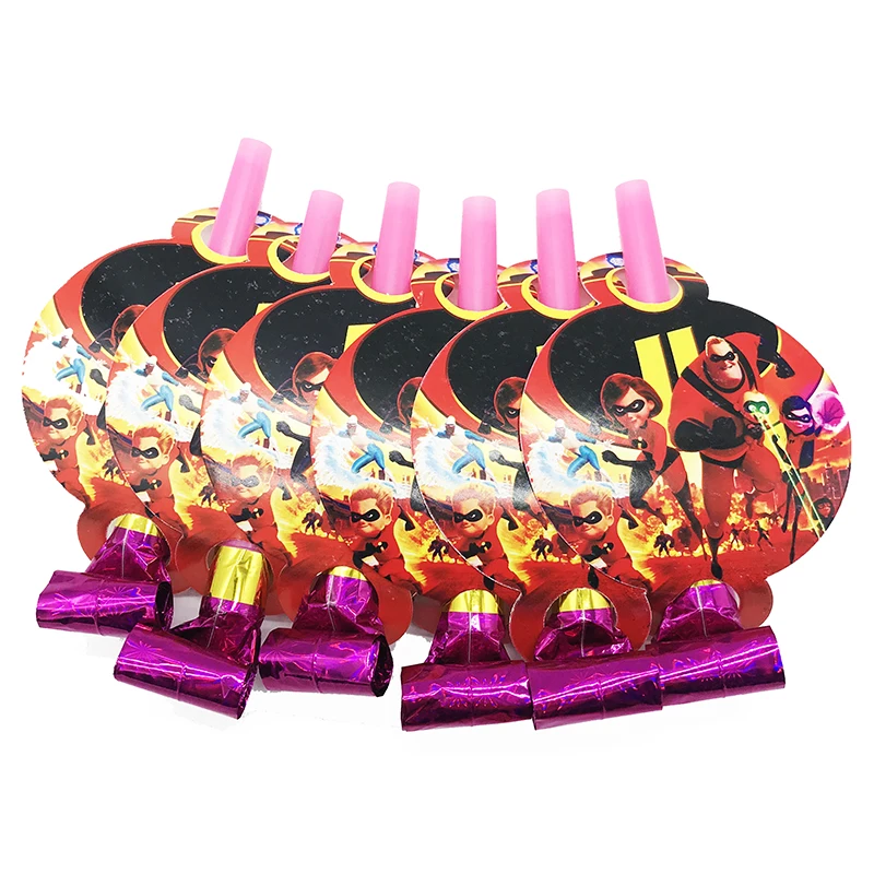 

6pcs/lot The Incredible birthday decorations party supplies disposable party noise makers blowouts baby shower party supplies