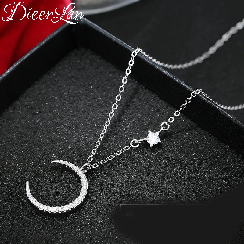 

New Trendy 925 Sterling Silver Large Moon Necklaces Pendants for Women Statement Necklace Christmas Jewelry Collar Mujer