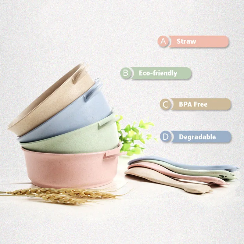 2 Pcs/Set Baby Feeding Food Tableware Panda Wheat Kid Dishes Eco-Friendly Children Training Dinnerware Plate Bowl Spoon BB5088 2 Pcs/Set Baby Feeding Food Tableware Panda Wheat Kid Dishes Eco-Friendly Children Training Dinnerware Plate Bowl Spoon BB5088