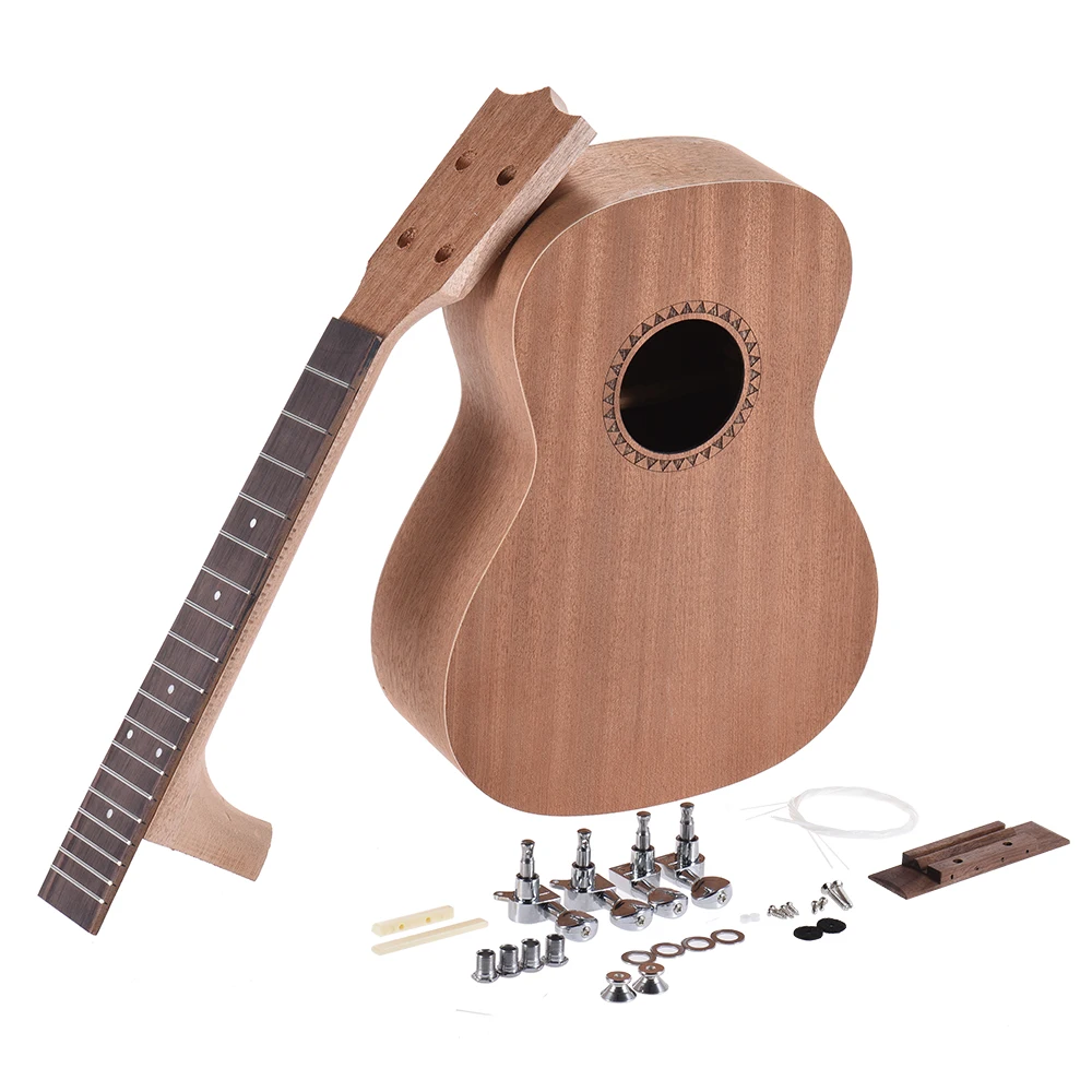 Концертные Гавайские гитары Ukelele Гавайские гитары DIY Kit Sapele деревянный корпус палисандр гриф с колышками Струнный мост гайка 2 размера