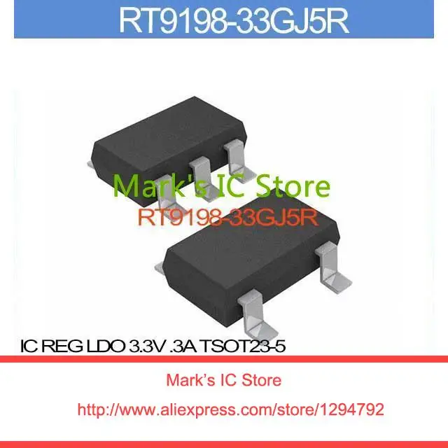 RT9198 33GJ5R IC REG LDO 3.3V .3A TSOT23 5 RT9198 33GJ5R 9198 RT9198 ...