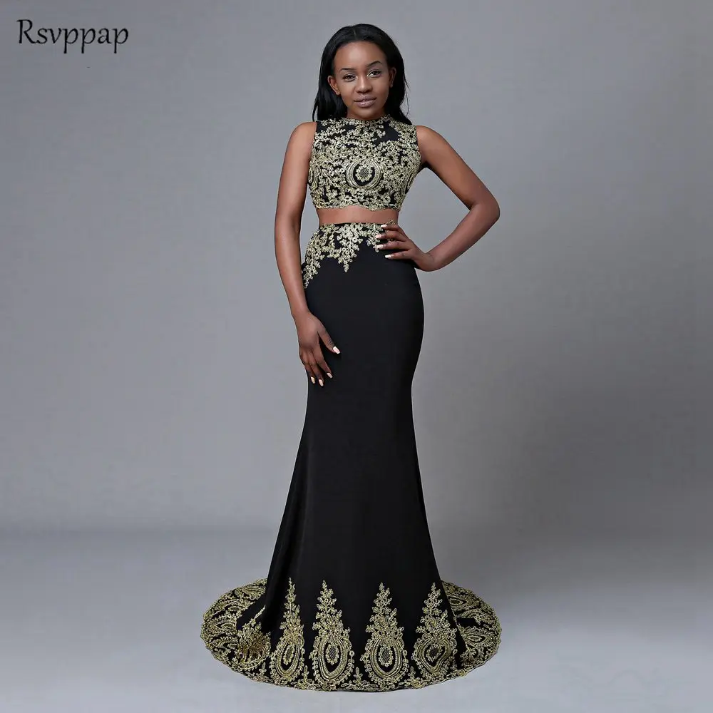 Оригинальное изображение длинное платье для выпускного вечера es 2019 Русалка Топ длинное, кружевное до пола Африканский черный из двух