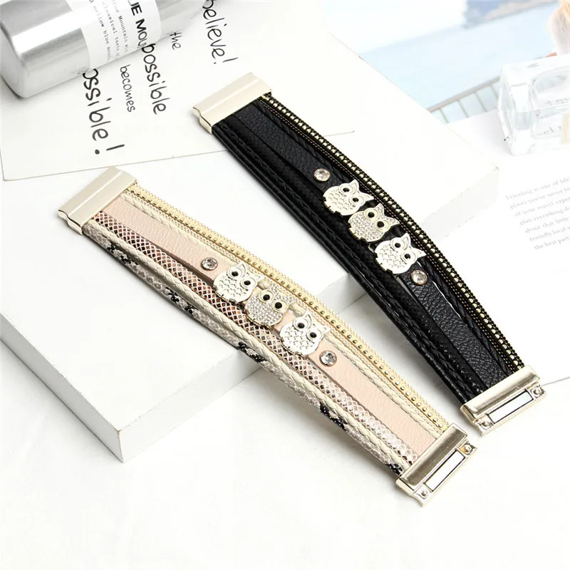 ZG кожаный браслет, Сова, стекло, tassell, богемные браслеты и браслеты для женщин ювелирные изделия оптом