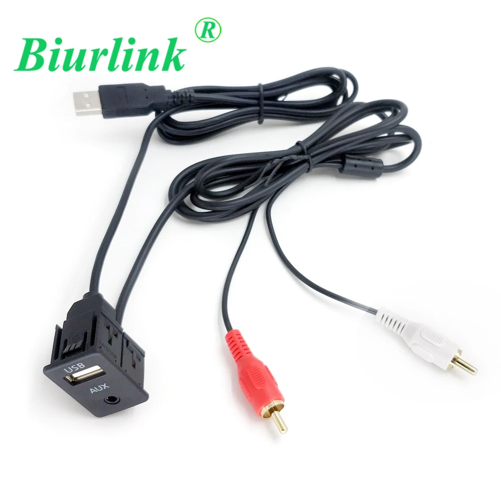 Biurlink 1 метр Универсальный Мужской USB 2RCA для AUX USB интерфейс AUX аудио входной кабель адаптер для Pioneer для hyundai для Nissan