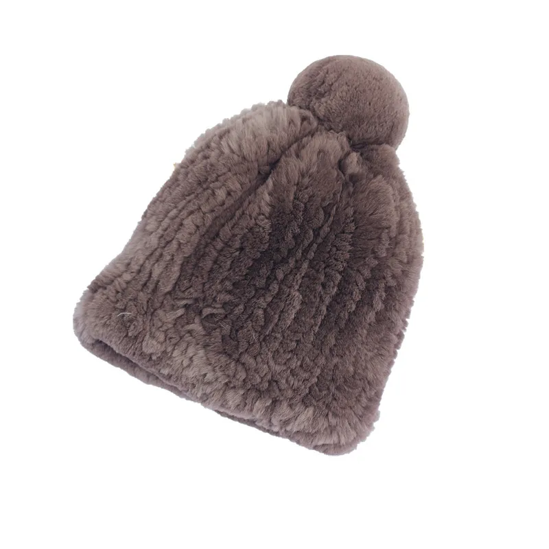 

2019 Russia Hot Sale Winter Real Fur Beanies Hat Women 100% Genuine Real Rex Rabbit Hat Good Elastic Knitted Rex Rabbit Fur Caps
