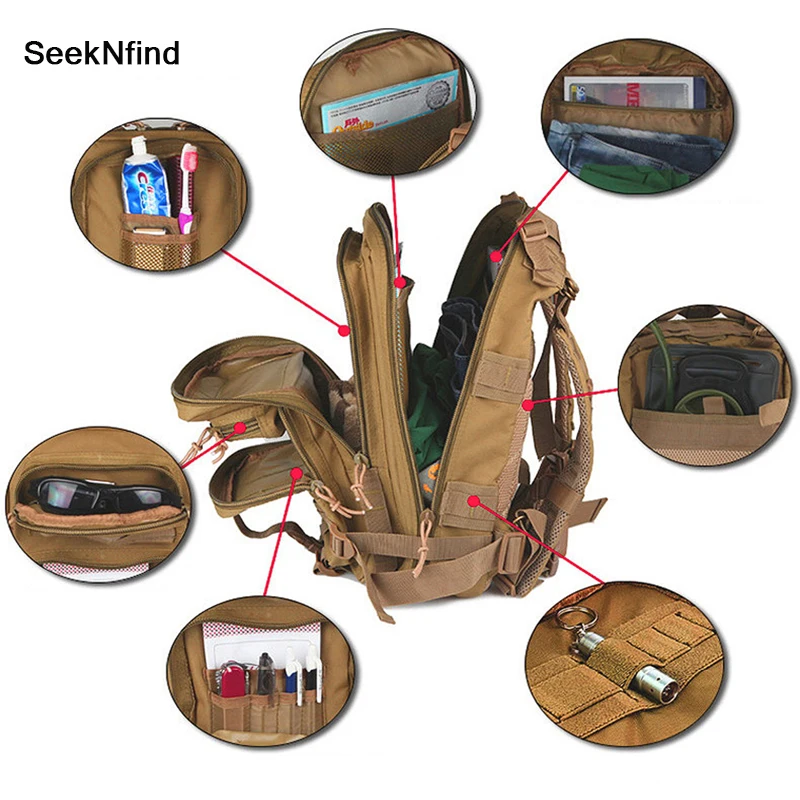 Online 1000D Nylon Taktische Militärische Rucksack Wasserdicht Armee Tasche Outdoor Sport Rucksack Camping Wandern Angeln Jagd 30L Tasche