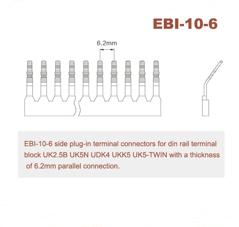 EBI10-6 сторона вставной разъем din-рейку клеммный блок UK2.5B UK5N UDK4 UKK5 UK5-TWIN центр короткого замыкания Соединительная полоска