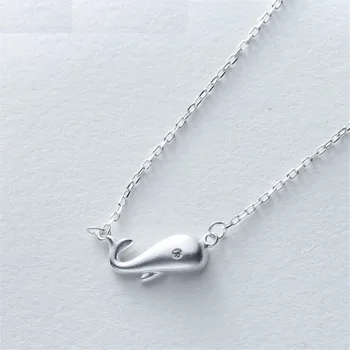 

hot new 925 sterling silver cute sweet youth frosted small whale modeling necklace fashion flow high quality