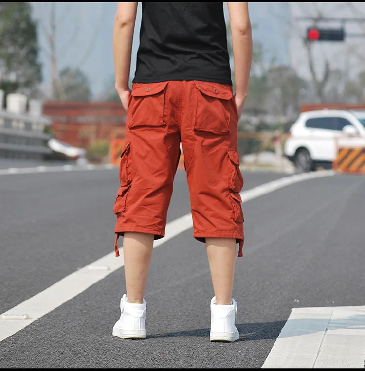 Новые мужские карго шорты прямые повседневные короткие штаны военный Летний стиль длиной до колена плюс размер шорты мужские серый хаки красный 40