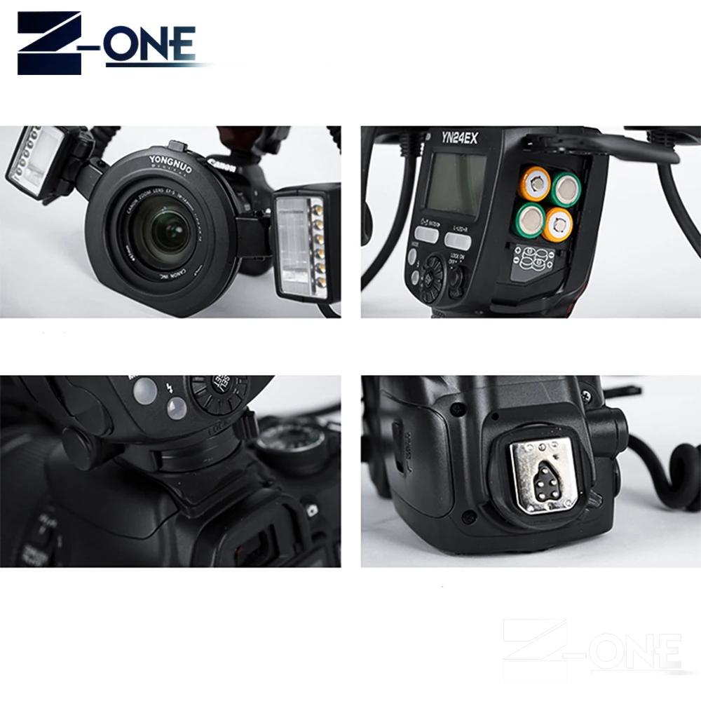 Yongnuo YN24EX E ttl Макро Вспышка Speedlite для Canon EOS 1Dx 5D3 6D 7D 70D 80D камеры с 2 шт. флэш-головки+ 4 шт. переходные кольца