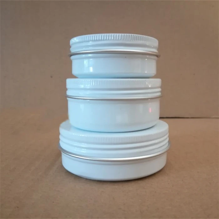 

10/15/30/50/60/80/100/150g refillable box white empty round aluminum metal tin cans cosmetic cream DIY jar tea Aluminum Pot