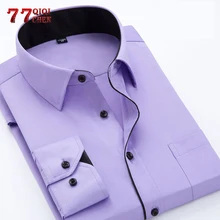 Тактика, деловые рубашки, мужские повседневные с длинным рукавом, приталенная, высокое качество, одноцветная рубашка размера плюс, 4XL запонки, рубашка, Camisa Masculina