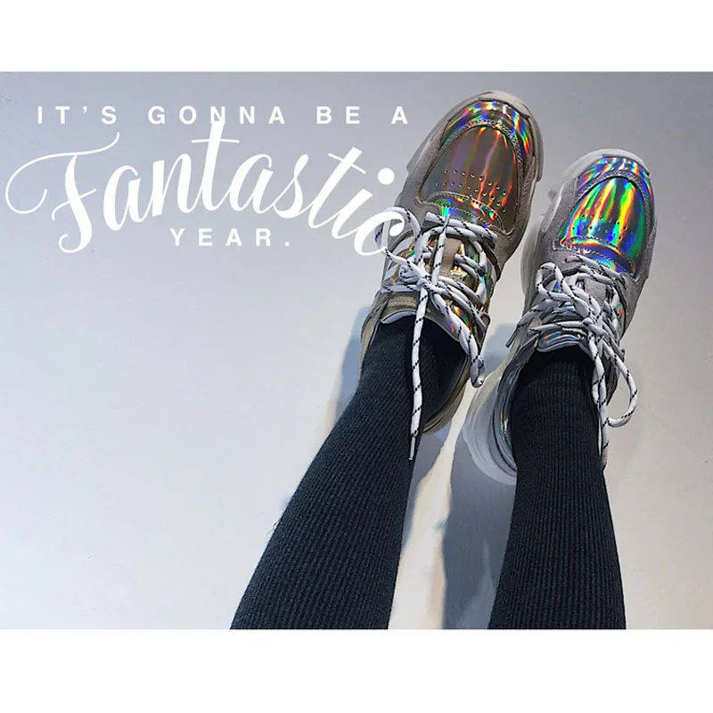 2018 Spring Autumn Shoes Women Platform Shoes Lady Lace Up Casual Shoe Creepers Harajuku Punk Style Girl Gold Silver Shoes Woman (9)