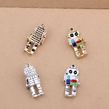 

MRHUANG Oil Drop Charms 5pcs/lot Robot Metal Enamel Folating Pendant Carousel Charms DIY Bracelet