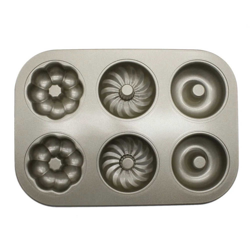 

2 PCS Six-Grid Hollow Flower Type Baking Pan DIY Tool Carbon Steel Cake Baking Mold Donuts Shape Kitchen Supplies Baking Tray