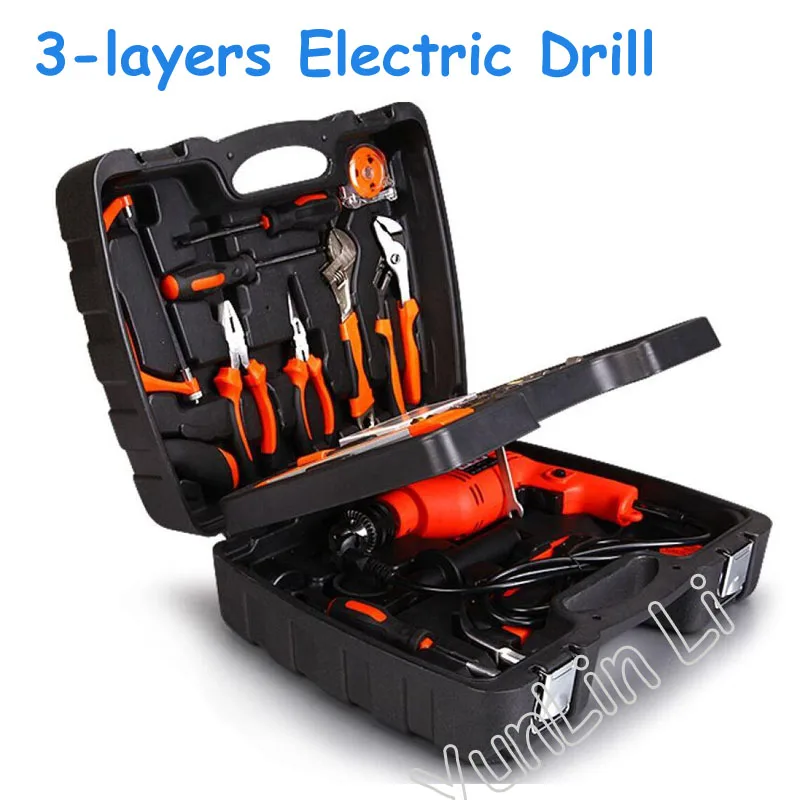 

138pcs/SET Electric Drill Multi-Function Power Tools Kit Electric Impact Drill Set Home Drill Combination DIY Tools